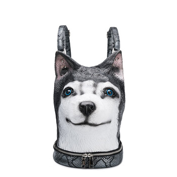哈士奇二哈个性女包3d立体动物图案狗头书包双肩包时尚潮流背包男