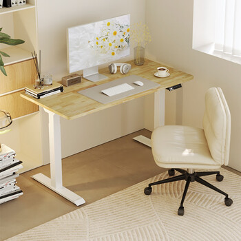 乐歌电动升降桌电脑桌站立办公学习桌 E3/1.8m 实木黑胡桃木色套装