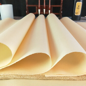 芬尚  六尺条屏仿手工毛边纸 加厚仿古纯竹浆毛笔书法练习纸 六尺对开三分熟100张 洇墨适中不起皱49*180cm