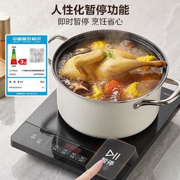 美的（Midea）电磁炉【猛火爆炒】2200W大火力 4D防水超薄耐用黑晶面板 多功能家用电磁灶电火锅炉 C22-RT22E01	