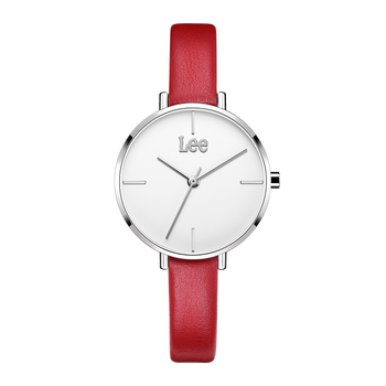 lee潮牌超薄时尚潮流学生手表简约皮带防水女士手表石英表f101 幸运红