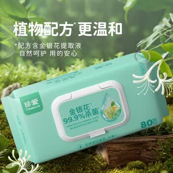 珍爱卫生湿巾 99.9%杀菌清洁湿纸巾80片*12包