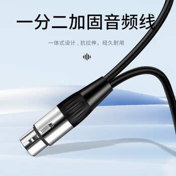 北山雀 卡农公转卡农母一分二音频线 一拖二K歌直播麦克风话筒线声卡调音台音箱平衡连接线 0.5米 SQ-Y01