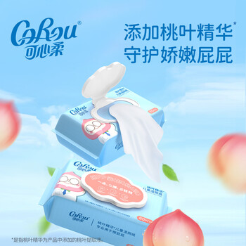 可心柔（COROU）湿厕纸 80抽*4包 桃叶精华 无刺激 易冲散 可搭配卷纸卫生纸使用