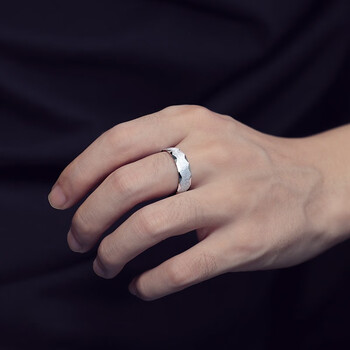 【顺丰速运】 海上罗孚pt950铂金戒指男士素圈白金戒子宽面指环活口