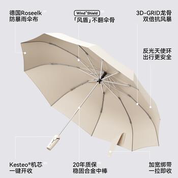 左都（ZUODU）双骨全自动雨伞暴雨专用男士大号加固加厚反向折叠车载抗风暴