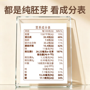 丙田 正宗金黄小麦胚芽1360g 富硒高锌无加蔗糖 原味即食燕麦片胚芽粉