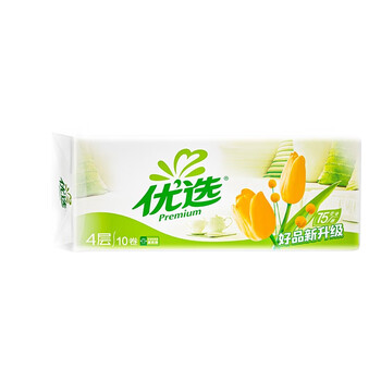 心相印LR910 优选郁金香系列75克10粒装四层无芯卫生纸(橙花) *4提