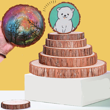 原木片圆木片年轮木片画手绘画木板 diy材料手工木头画年轮木板手绘