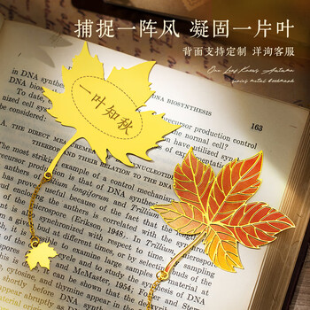 洧宜彩色叶脉银杏叶金属书签故宫文创中国风创意高颜值文创纪念品小礼品送同学老师生日礼物女生