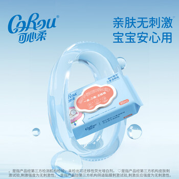 可心柔（COROU）湿厕纸 80抽*4包 桃叶精华 无刺激 易冲散 可搭配卷纸卫生纸使用