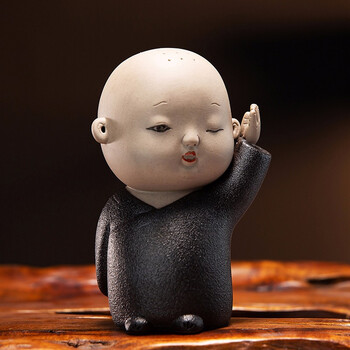 小和尚茶盘摆件茶宠可养个性陶瓷创意禅意迷你茶宝功夫茶具茶玩 不听