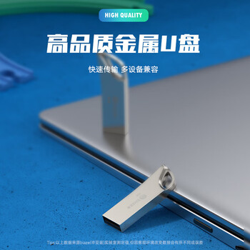 毕亚兹 16GB U盘 USB2.0 银色 小巧便携 抗震防摔 金属迷你车载电脑两用u盘优盘 UP016