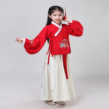 流贝儿童古装汉服袄裙春款女童汉服中国风小孩古装写真舞蹈演出服装