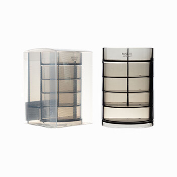 晨光(M&G)文具透明四层时尚笔筒 多功能办公桌面收纳盒 黑色单个装ABT98447