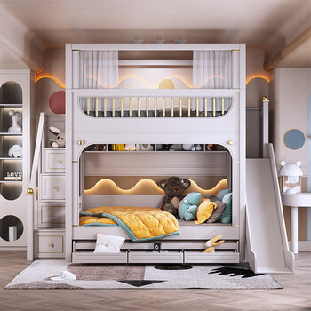 良怡简约现代儿童上下床小户型二胎高低床上下铺两层床双层床