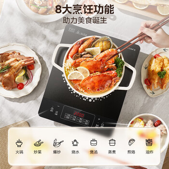 美的（Midea）电磁炉【猛火爆炒】2200W大火力 4D防水超薄耐用黑晶面板 多功能家用电磁灶电火锅炉 C22-RT22E01	