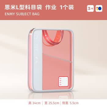 恩米L型科目分类袋文件袋/语文网纱透明拉链式小学生学科袋手提书袋作业补习袋试卷收纳袋开学必备用品