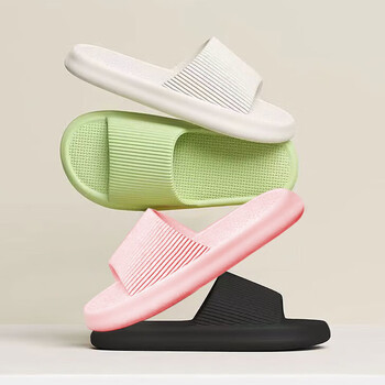 梦庭 拖鞋男厚底居家不磨不臭脚浴室洗澡防滑凉拖鞋 黑色 44-45码