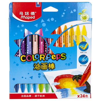 马培德（Maped）经典油画棒 幼儿小学生绘画彩色笔 初学彩绘涂鸦画笔 美育礼物 862412EC【24色】