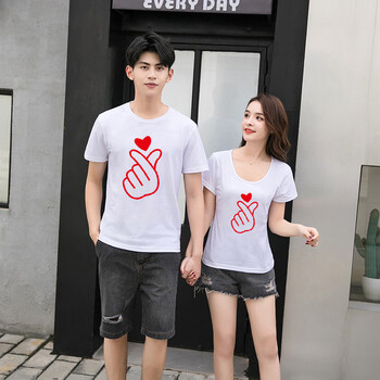 京东优选 潮流网红 情侣装夏装2019新款手比心抖音同款潮bf男女学生