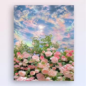 玫瑰花手绘油画- 京东
