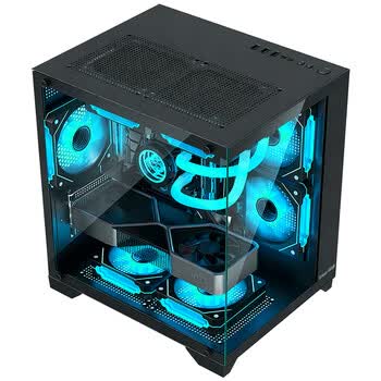 长城（Great Wall）视界S1 Mini黑色海景房电脑机箱（M-ATX/240水冷位/双面玻璃/7风扇位）