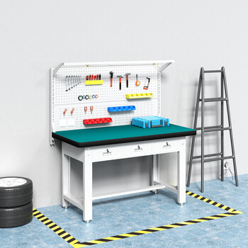 秦筑防静电工作台流水线检验桌车间重型维修操作台 1.5米平三抽双挂板