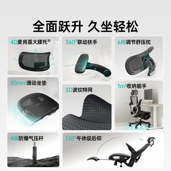 黑白调P2Pro+二代人体工学椅电脑椅办公电竞椅子人工力学座椅可坐深调节