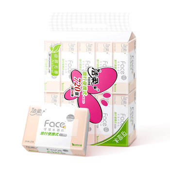 洁柔抽纸 粉Face3层24抽*10包 小方巾 手帕纸 纸巾便携小包旅行装