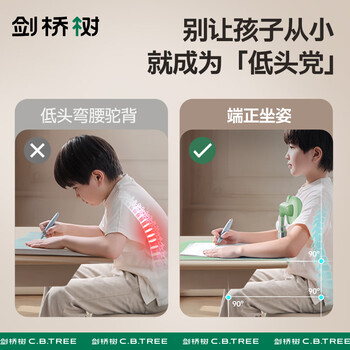 剑桥树儿童坐姿矫正器桌面款小学生写作业学习护眼写字姿势纠正器防低头驼背 水雾蓝