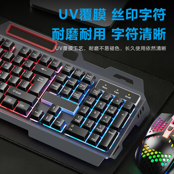 灵蛇(LINGSHE)真机械手感游戏键盘鼠标套装 轻奢发光套装 金属面板 镂空鼠标 键鼠套装MK210 黑色 灵蛇(LINGSHE)真机械手感游戏键盘鼠标套装 轻奢发光套装 金属面板 镂空鼠标 键鼠套装MK210 黑色