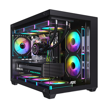 AOCCG392B黑色 MATX游戏台式电脑主机箱 支持360水冷/无立柱270°海景房/9风扇位/左右分仓 AOCCG392B黑色 MATX游戏台式电脑主机箱 支持360水冷/无立柱270°海景房/9风扇位/左右分仓