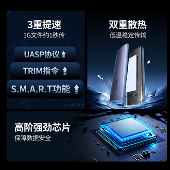 绿联 M.2 NVMe/SATA双协议硬盘盒 Type-C3.2移动固态硬盘盒 适用笔记本电脑苹果16手机外接SSD硬盘盒