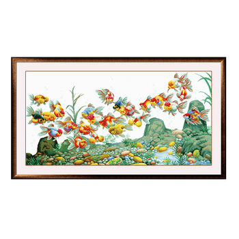 手工刺绣创意绣品法国dmc十字绣专卖新款动物多彩金鱼客厅印花多彩金鱼14ct 2股 白布 非印布 图片价格品牌报价 京东