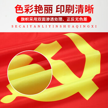 易利丰（elifo）加厚5号党旗标准旗帜手持五号尺寸64*96cm挂墙面旗子纳米防水涤纶面料办公室会议室内壁挂式装饰