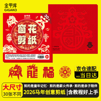 金甲库剪纸窗花马年2026新年创意春节传统窗花趣味剪纸 幼儿园小学生开学手工作业DIY套装