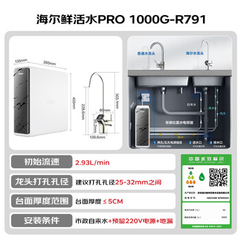 海尔(Haier)1000G鲜活水pro净水器 家用厨下直饮净饮机净水机5年RO反渗透 海尔(Haier)1000G鲜活水pro净水器 家用厨下直饮净饮机净水机5年RO反渗透
