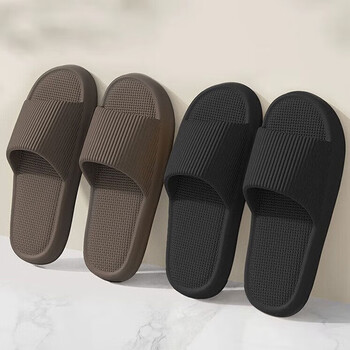 梦庭 拖鞋男厚底居家不磨不臭脚浴室洗澡防滑凉拖鞋 黑色 44-45码