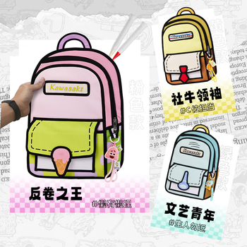 川崎海绵宝宝联名款羽毛球包章鱼哥双肩包C8250深海蓝绿