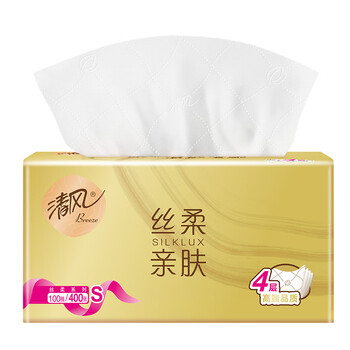 清风抽纸原木纯品4层90抽16包抽纸巾无香家用餐巾纸（4提装）包装随机