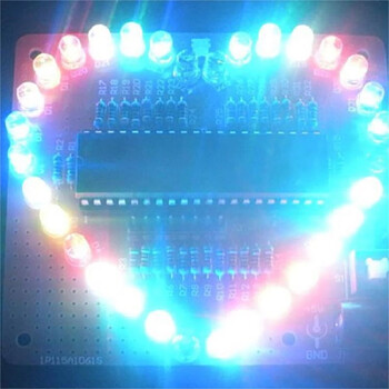 伍陆电子 音乐七彩炫光爱心灯套件单片机心形灯电子制作DIY散件TJ-56-156 套件+USB电源线 伍陆电子 音乐七彩炫光爱心灯套件单片机心形灯电子制作DIY散件TJ-56-156 套件+USB电源线