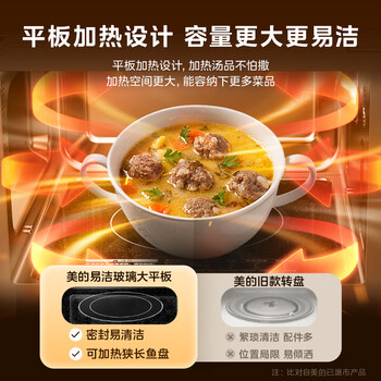 美的（Midea）微波炉经典升级款M2A 家用小型20升平板式易清洁快捷双旋钮高效速热杀菌除味