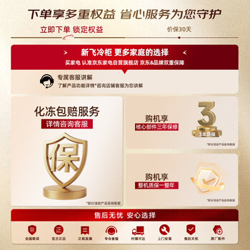 新飞100L单温家用冷柜全空间减霜一级冷藏冷冻两用卧式节能冰柜宽幅变温冰箱BC/BD-100KAT/L 