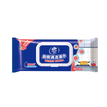 维达 厨房专用湿纸巾油烟机灶台去油污清洁抽取式60片*2包VW4002