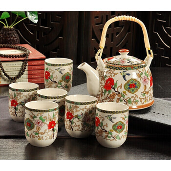 中国景德鎮  茶壺　煎茶道具 茶器  年代品  输出品 景德镇十大瓷厂墨地粉彩百花争艳茶壶Vintage China Famille