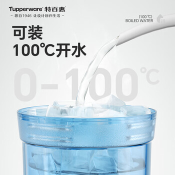 特百惠（Tupperware）晶彩MAX塑料杯600ml 男女士学生运动水杯子大容量泡茶杯 冰水蓝