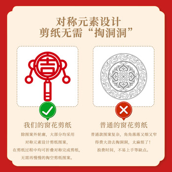 绍泽文化 2026马年新年窗花剪纸趣味十二生肖diy儿童幼儿园手工课专用线稿创意剪纸 中号 60张/170X170mm 