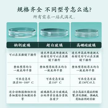 欣维尔玻璃培养皿高硼硅玻璃皿带盖细菌细胞培养皿实验室 高硼硅玻璃超平底120mm