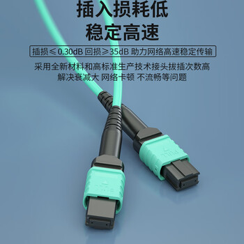 广昌兴(G.C.X)万兆多模mpo-mpo光纤跳线om4 8个芯 15米 母头B极性支持40g/100g/200g/400g光模块收发器尾纤线